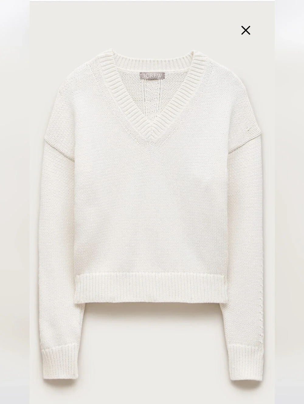 J.Crew Women’s Cotton-blend V-neck pullover sweater Cropped Sz L $118 Ivory